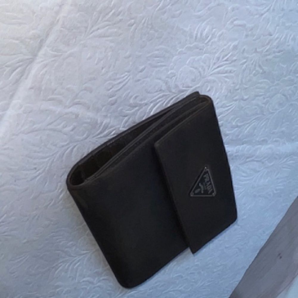 AUTHENTIC Prada Nylon Compact Wallet Brown - Picture 3 of 9